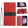 For Samsung Galaxy A56 5G Grid Stitching Leather Phone Case with Lanyard(Red)