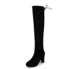 Ladies Over-the-knee Boots Frosted Leather Thick High Heel Boots, Size: 35(Gray)