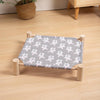 Elevated Wooden Pet Bed, Grey, 47x52cm, Washable Cushion