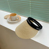 Straw Empty Top Peaked Cap For Ladies, Size: M (56-58cm)(Beige+Black)