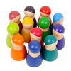 12 PCS / Set Rainbow Color Education Learning Children Wood Dolls Block Toys