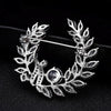 Olive Branch Grass Ring Zircon Brooch Exquisite Accessories Medal Fashion Brooch Coat Sweater Pin(Silver)