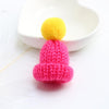 12PCS Cute Mini Knitted Hairball Hat Brooch Sweater Pins Badge(Rose red)