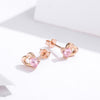 Sterling Silver Earrings Heart-shaped Rose Gold-plated Zircon Earrings