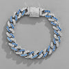 NL023 11mm Box Buckle Hip Hop Necklace, Size: 50cm (White Blue)