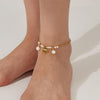 OPK GZ202 Stainless Steel Love Pearl Anklets(Gold)