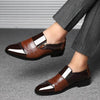Men Business Dress Pointed Toe Slip-On Shoes, Size:48(Brown)