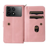 For Redmi K70 Skin Feel Multi Card Slots Zipper Wallet Leather Phone Case(Pink)