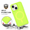 For iPhone 14 Plus Shockproof MagSafe Armor PC Hybrid TPU Phone Case(Fluorescent Green+Gray)