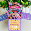 Colorful 3D Three-dimensional Handmade Hollow Paper Carving Birthday Card(Pink)