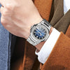 BINBOND B1885 30m Waterproof Retro Luminous Square Men Quartz Watch, Color: White Steel-Black