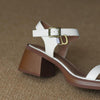 Summer Platform Mid Heel Open Toe Sandals, Size: 37(White)