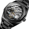 FORSINING F980 Luminous Three Eye Six Shot Weekly Steel Belt Men Fully Automatic Mechanical Watch(Black Belt Black Face)