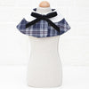 Navy Blue Grid Dog Shawl L (25-30cm Neck) - Bow Tie & Bib