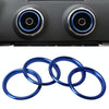 4 PCS Car Outlet Decorative Rings Aluminum Alloy Air Outlet Chrome Trim Ring Car Dashboard  Air Vents Cover Sticker Decoration for Audi A3(Blue)