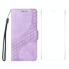 For Samsung Galaxy S25 Ultra 5G ENKAY Embossed Rhombus Starry Leather Phone Case with Screen Film(Purple)