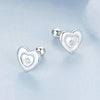S925 Sterling Silver Platinum-plated Heart-shaped Star Earrings(BSE1045)
