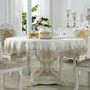 Classical Tablecloth Table Decor Jacquard Lace Elegant Table Cloth, Size:180cm Round(Light Brown)
