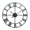 40cm Retro Living Room Iron Round Roman Numeral Mute Decorative Wall Clock (Black)