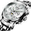 JIN SHI DUN 8750 Men Fashion Waterproof Luminous Mechanical Watch(Silver White)
