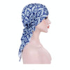 Stretch Printed Turban Big Tail Hat Flower Cloth Curved Turban Hat, Size:M 56-58cm(Small Floral Green)
