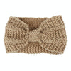 Winter Knitted Headband Turban Women Crochet Bow Wide Stretch Hairband Head Wrap(Khaki)
