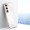 For vivo V40 Lite 5G XINLI Straight 6D Plating Gold Edge TPU Phone Case(White)