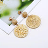 E2002-14 Prongs+Big Circle Bamboo Vine Handmade Woven Earrings Bosomia Style Earrings