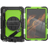 For Samsung Galaxy Tab S8 11 inch SM-X700 Silicone + PC Tablet Case with Shoulder Strap(Black+Yellow Green)