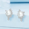 BSE761 Sterling Silver S925 White Gold Plated Zirconia Bead Earrings