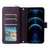 For iPhone 12 Pro Max Nine-card Slots Zipper Wallet Bag Leather Phone Case(Dark Purple)