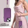 For iPhone 14 Plus Double Flap Zipper RFID Leather Phone Case with Short Lanyard(Dark Purple)