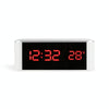 Home LED Mirror Multifunction Electronic Clock Mirror Clock Household Thermometer(Red Word)