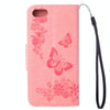 For  iPhone 8 & 7   Pressed Flowers Butterfly Pattern Horizontal Flip Leather Case with Holder & Card Slots & Wallet(Pink)