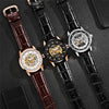 Ochstin 2002C Men  Automatic Hollow Leather Mechanical Watch Business Waterproof Night Light Men Watch Mechanical Watch(Black)
