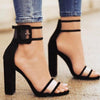 Thick Heeled Serpentine High Heel Sandals, Color:38(Black)