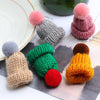 12PCS Cute Mini Knitted Hairball Hat Brooch Sweater Pins Badge(Rose red)