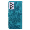 For Samsung Galaxy A52 / A52s 5G Lace Floral Embossed Magnetic Buckle PU Phone Case With Wrist Strap(Green)