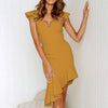Sleeveless Ruffled Slim Backless Sexy Dress, Size: M(Yellow)