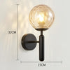 6102 Round Glass LED Wall Light Hotel Bedroom Bedside Living Room, Power source: 5W White Light(Black Striped Amber Lampshade)