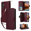 For Samsung Galaxy S24 FE 5G Nine-card Slots Zipper Wallet Bag Leather Phone Case(Wine Red)