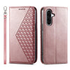 For Samsung Galaxy A26 5G Cubic Grid Calf Texture Magnetic Leather Phone Case(Rose Gold)
