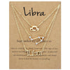 3 In 1 12 Zodiac Signs Necklace Set Retro Alphabet Symbols With Diamonds Jewelry Set, Style: Libra Golden