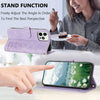 For iPhone 12 Pro Max Tulips Embossed Leather Phone Case with Lanyard(Purple)