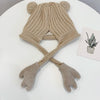Children Cartoon Frog Woolen Hat Warm Knitted Hat Bomber Hat, Size: For 1-3 Years Old(Beige)