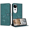 For vivo V40 / V40 Pro / T3 Ultra Embossed Kitten Phone Leather Case with Lanyard(Dark Green)