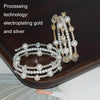 3 Row Gold Simple Rhinestone Pearl Wrapped Arm Bracelet Versatile Bracelet