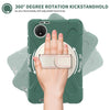 For Xiaomi Redmi Pad SE 8.7 Rotatable Holder Silicone Hybrid PC Tablet Case with Shoulder Strap(Emreald Green)