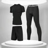 3pcs / Set Men Gym Running Clothes Set Quick Dry Sports T Shirt, Size: XXXL(Phantom Black)