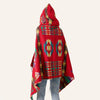 Autumn And Winter Horn Buckle Ethnic Style Hooded Cloak Shawl Bohemian Hooded Shawl, Size:135-175cm(B Style Rose Red)
